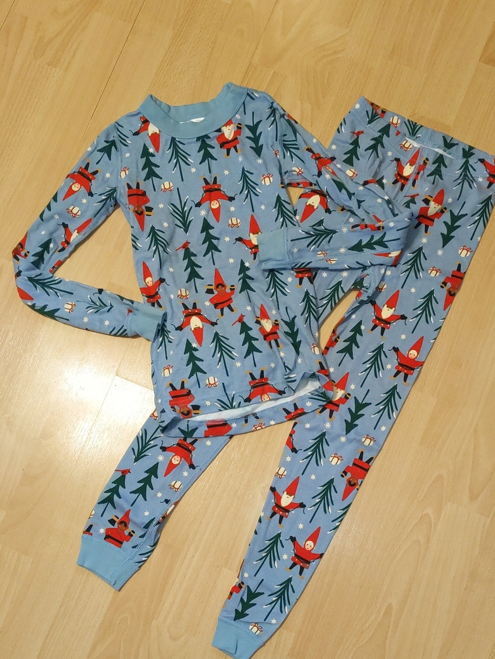 Hanna Andersson Blue Holiday Pajama Set with Gnome Print